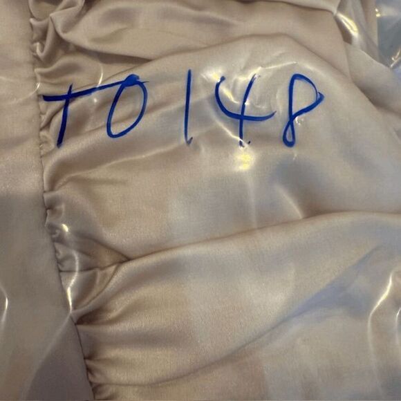 Lulus A Lot of Allure Champagne Satin Ruched Bustier Bodycon Dress Size Small - Picture 13 of 13